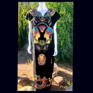 Egyptian Tunic Long Dress Pyramids, Sphynx, made in Arab Republic of Egypt